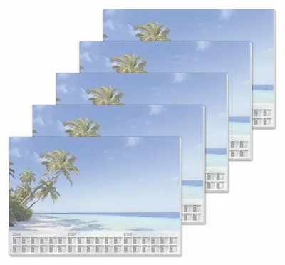 Schreibtischunterlage A2, Stranddesign, 5x30 Blatt, Kalender 2026-2028