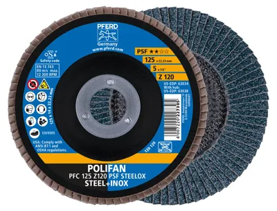 Image de PFERD TOOLS POLIFAN Rondelle à lamelles PFC conique Ligne universelle PSF STEELOX Acier/acier inoxydable