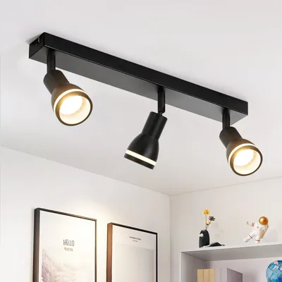Produktbild von ZMH LED Deckenleuchte 3 Flammig Deckenstrahler Schwarz GU10 Schwenkbar Innen  Deckenspots für Flur Wohnzimmer Küche Schlafzimmer, Ohne Leuchtmittel