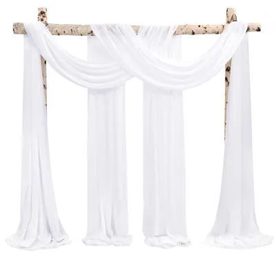 Productafbeelding van Huwelijks Draperingsstof 2 Paneelen 73 x 610cm Wit Chiffon voor Ceremonie Decoratie