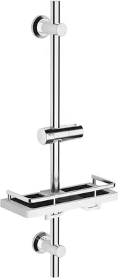 Produktbild von Duschstange 70 cm, Chrom, mit Duschablage und Brausehalter, für Badezimmer