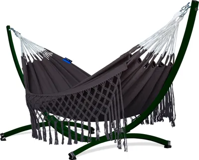 Produktbild von Potenza Outdoor Hängematte mit Gestell für 2 Personen I Medelin - 100% Baumwolle Doppelhängematte 230x160, 200kg I Hängemattengestell 220kg, wetterfest