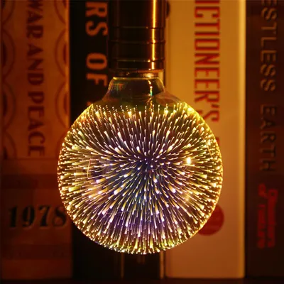 Obrázok produktu pre 3D ohňostrojová LED žiarovka, 4 W E27, vintage, farebná dekoratívna žiarovka s ohňostrojovým efektom