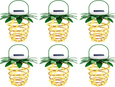 Produktbild von Topchances Solar Laterne, 6 Stück Solarleuchten 60 LED Hängende Ananas Solarleuchte IP65 Wasserdicht Garten Solarlampe für Garten, Party, Weihnachten, Hochzeit