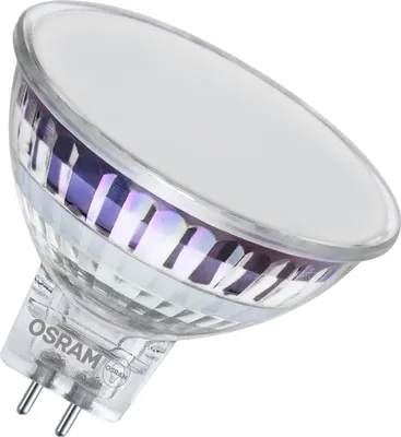 A close-up studio shot of an OSRAM LED spot lamp.