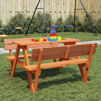 Produktbild von Möbel Picknicktisch für 4 Kinder mit Schirmloch Massivholz Tanne - Gartentische 4008986