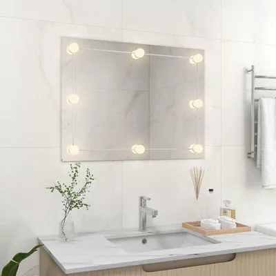 Image de vidaXL Miroir mural sans cadre avec éclairage LED Rectangulaire verre