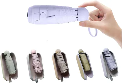 Produktbild von Mini-Reiseschirm für die Handtasche mit Etui – kleiner, kompakter UV-Schutzschirm, Sonnenschutz, leichter, winziger Taschenschirm, LSF 50+, für Frauen, Mädchen
