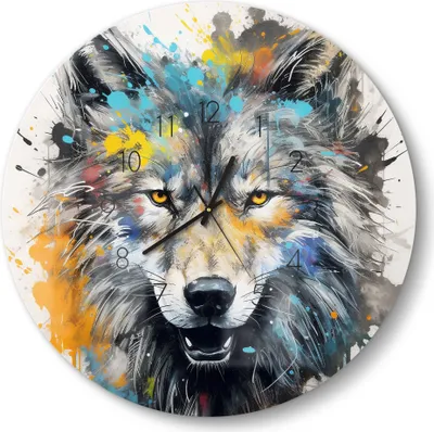 Produktbild von DEQOART Glasuhr Ø50 cm Zahlen 'Wildfarbenblick' Wanduhr Glas Uhr Design leise Küchenuhr