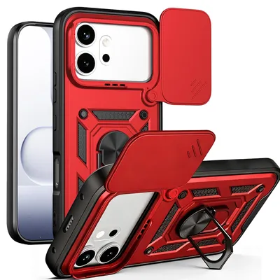 Produktbild von Outdoor Hülle für Honor 600 / Pro Handyhülle mit Kameraschutz Ringhalter Rot