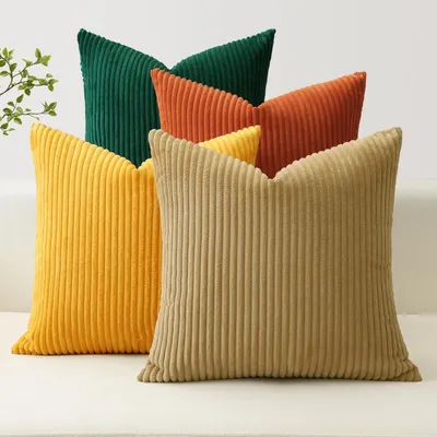 Immagine prodotto di Set di 4 federe per cuscini, 50x50 cm, nei colori marrone, giallo, arancione e verde
