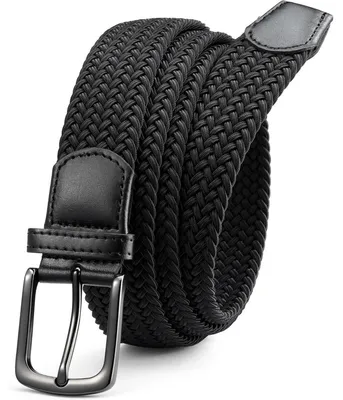 Immagine prodotto di Cintura elastica da uomo, in tessuto, senza fori, cinturino intrecciato nero, 35 mm, lunghezza 130-135 cm