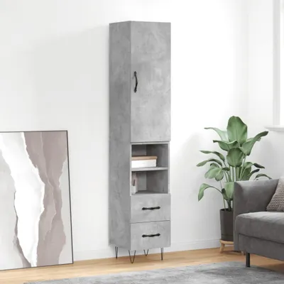 Produktbild von vidaXL Highboard Betongrau 34,5x34x180 cm Holzwerkstoff