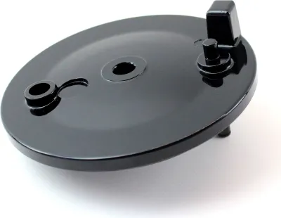 Produktbild von Bremsschild hinten schwarz glänzend gepulvert ohne Bohrung Bremslichtkontakt Simson S50