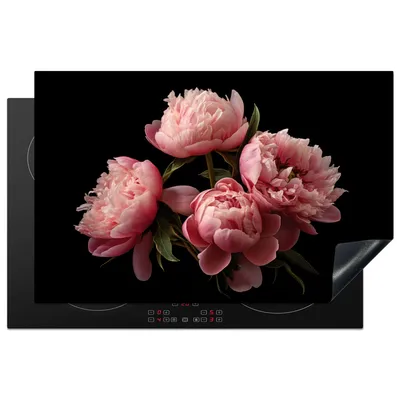 Produktbild von KitchenYeah© Herdabdeckplatte Blumen - Pfingstrose - Rosa - Botanisch - Natur , 81x52cm, Küche Deko, Glaskeramikkochfeld Herdabdeckung, Abdeckplatte fùr Kochfeld