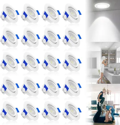 Produktbild von YARDIN 20pcs Einbaustrahler LED Spot Set Deckenspots Einbauleuchten Decke Einbauspots IP21 ABS Kunstdoff für Wohnzimmer Bad Schlafzimmer Flur (Kaltweiß)
