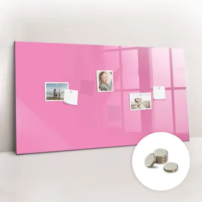 Produktbild von Magnetische Wandtafel aus Glas – Memotafel mit gebogener Vorderseite – Enthält 5 Magnete – 120x60 cm – Rosa Farbe