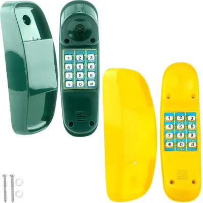 Produktbild von Spielzeugtelefon 2er-Set für Kleinkinder, Realistische Zifferntasten zur Förderung von Lernen und Entwicklung (Gelb/Grün)