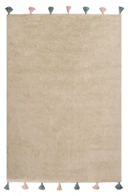 Obrázek produktu pro BELIANI Dětský koberec béžový bavlněný 140 x 200 cm lze prát v pračce barevné střapce obdélníkový dětský pokoj