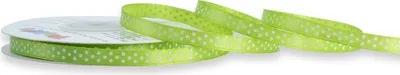 Satinband mit Punkten 6mm x 25m Rolle Hellgrün / Maigrün