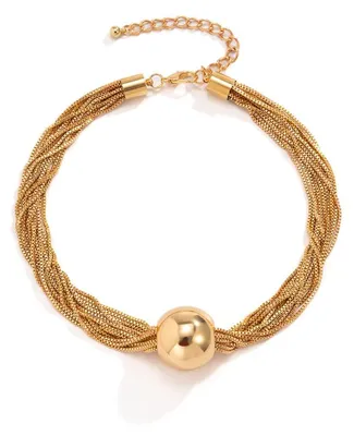 Produktbild von Choker Kette mit dicker geometrischer Kugel, verstellbar, Metall, gold/silber, für Damen
