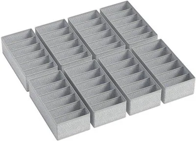 Produktbild von Textielorganizer Set, 8 Stück, 30 x 15 x 9 cm, Organisationsystem für Babykleidung, Socken, Unterwäsche, grau