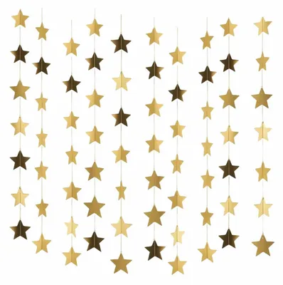 Productafbeelding van Sternenkrans, glitters, papier, 3 stuks, 4 meter, champagnegoud