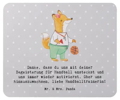 Produktbild von Mr. & Mrs. Panda Mauspad Handball Trainerin Dankeschön - Grau Pastell - Geschenk, Mouse Pad, Danke, Mousepad, Wertschätzung, laptop, Danksagung, Teamgeist, computer
