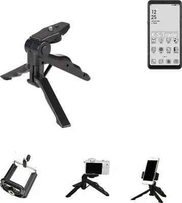 Produktbild von K-S-Trade Stativ Tisch-Ständer Dreibein Handy-Stativ Ständer kompatibel mit HiSense A5 Mini-Stativ Smartphone Tripod Handy-Stativ aus Plastik