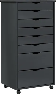 Image de vidaXL Armoire à roulettes avec tiroirs MOSS Gris Pin massif