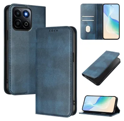 Image de Housse de téléphone portable pour Honor 400 Smart, Vintage Cuir RFID Protection Porte-carte Stand Fonction Housse à rabat magnétique Bleu