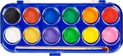 Produktbild von 12 Wasserfarben mit Pinsel Set Aquarell Deckfarbkasten Malkasten Farbkasten Farben 36