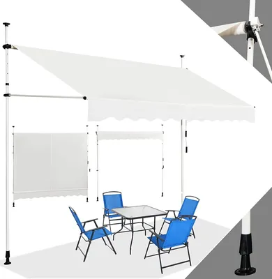 Produktbild von 250 x 180 cm Klemmmarkise mit Handkurbel, Balkonmarkise ohne Bohren, Höhenverstellbare Markise, Sonnenschutz Markise für Terrasse Balkon Veranda (Beige)