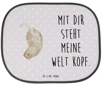 Produktbild von Mr. & Mrs. Panda Auto Sonnenblende Otter Kopfüber - Grau Pastell - Geschenk, Verliebt, Scheibenschutz, Verknallt, Niedlich, pkw, Sonnenschutz, Fürs, Liebe, Seeotter