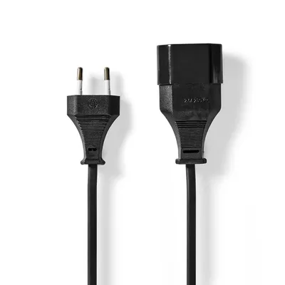 Obrázek produktu pro Napájecí kabel | Euro Muž | Euro Žena | Rovný | Rovný | Niklovaný | 5,00 m | Kulatý | PVC | Černá | Označení