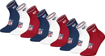 Produktbild von NFL Uni Quarter-Socken, 9er Pack - NFL Shield 9Pack Quarter Socks, Logo, Streifen, Baumwollmischung Dunkelblau/Weiß/Rot 39-42