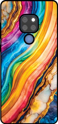 Produktbild von Smartphonica Telefon Fall geeignet für Huawei Mate 20 mit Regenbogen Gold Marmor Print - TPU Backcover Fall Regenbogen Gold Marmor Design