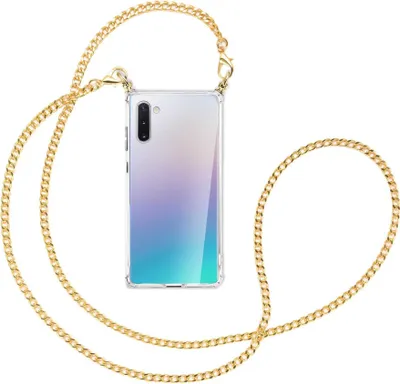 Produktbild von Handykette Backcover-Schutzhülle mit Band (Metall goldfarben) für Samsung Galaxy Note 10 - goldfarbene Kette