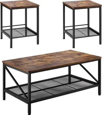 Zdjęcie produktu dla Zestaw 3 mebli do salonu: stolik kawowy o wysokości 105 cm i 2 stoliki pomocnicze