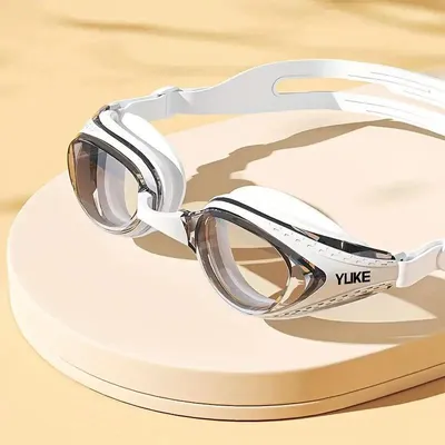 Zdjęcie produktu dla Okulary pływackie dla dorosłych, profesjonalne okulary pływackie z powłoką przeciwmgielną, białe