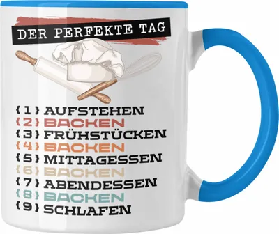 Produktbild von Trendation - Bäcker Tasse Geschenk Becher Der Perfekte Tag Backen Geschenkidee Spruch (Blau)