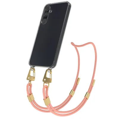 Produktbild von EAZY CASE Handykette für Samsung Galaxy A55, Transparente Silikonhülle mit Band, Clear Case, abnehmbar in  Rosa