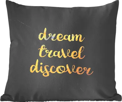 Produktbild von MuchoWow® Zierkissen Sofakissen Wohnzimmer Dekokissen 45x45 cm Zitat - Reisen - Gold - Marmor - Schlafpolster - Polster für das Sofa
