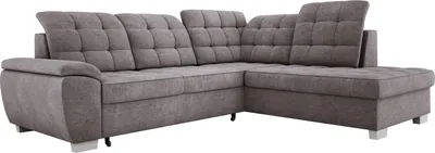 Produktbild von Geräumiges Ecksofa LOTTA In Pflegeleichtem Veloursstoff, Maße 258x212cm, Optimal Für Familien, Mit Praktischem Bettkasten Und Modernem Design Anordnung auf der Rechten Seite Farbe: GRAU