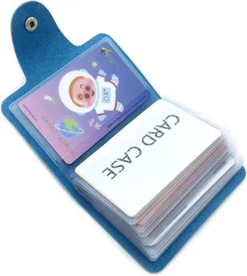 Zdjęcie produktu dla Etui na karty kredytowe z 24 przegródkami, niebieskie, kompaktowe, przeznaczone do przechowywania kart bankomatowych