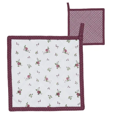 Produktbild von Topflappen | 20*20 cm | Rot | 100% Baumwolle | Quadrat | Rosen | Clayre & Eef | RPL45