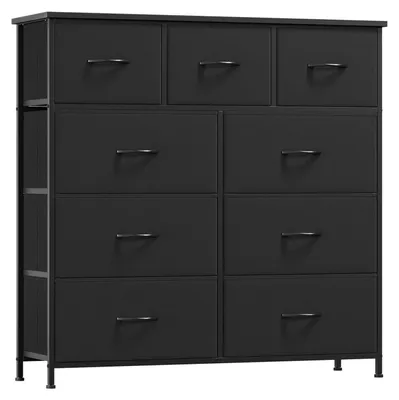 Produktbild von Stoffkommode mit 9 Schubladen Schwarz 100x99x30 cm