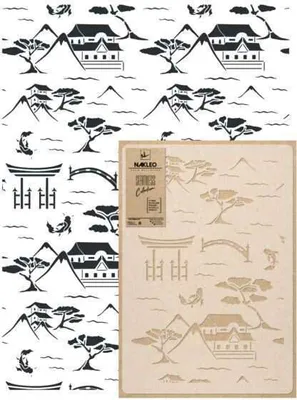 Produktbild von Wandschablone Groß Muster, Malschablone 59x95 cm Japanische Landschaft Orientalisch Wiederverwendbare Kunststoff, Geometrische Tapete Wandgestaltung