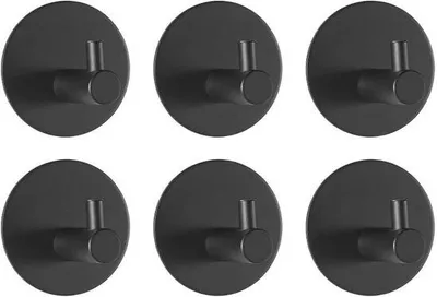 Immagine prodotto di Ganci adesivi neri per bagno, WC, cucina, 6 pezzi, autoadesivi