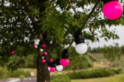 Imagen del producto de Guirnalda de luces LED para exteriores, color rosa, 20 LEDs, 10 metros